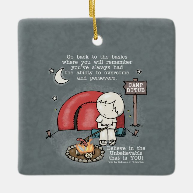 Tillbaka till grunden julgransprydnad keramik (Framsida)