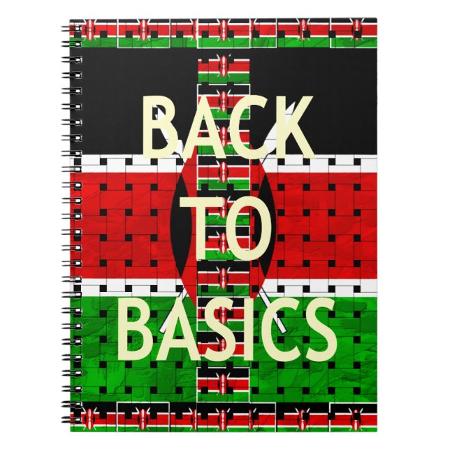 Tillbaka till Grunderna: Kenyas Flagga Theckes Wea Anteckningsbok Med Spiral (Framsidan)