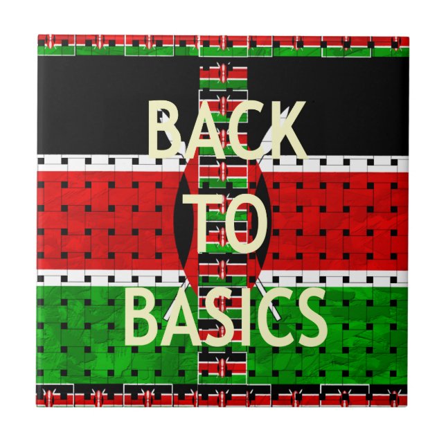 Tillbaka till Grunderna: Kenyas Flagga Theckes Wea Kakelplatta (Framsidan)