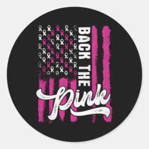 Tillbaka till K Breast Cancer Awareness USA flagga Runt Klistermärke