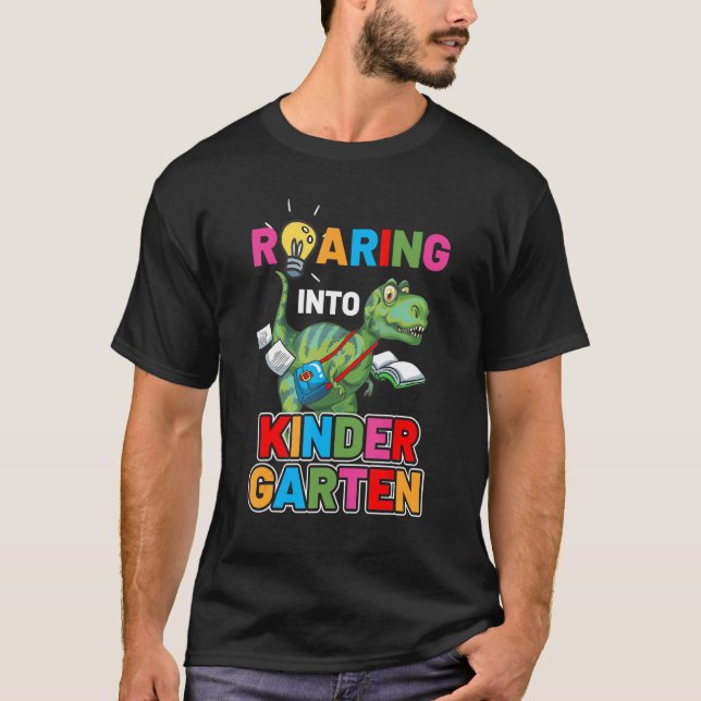Tillbaka till Kindergarten Dinosaur-läraren T Shirt (Framsida)