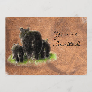 Tillbaka till Nature Black Bears Animal Birthday I Inbjudningar