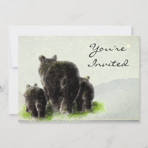 Tillbaka till Nature Black Bears Animal Birthday I Inbjudningar