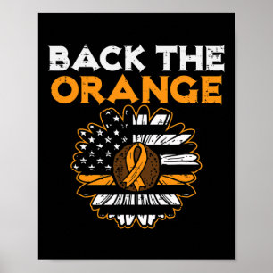 Tillbaka till Orangen Solros US Flagga Leukemia Aw Poster