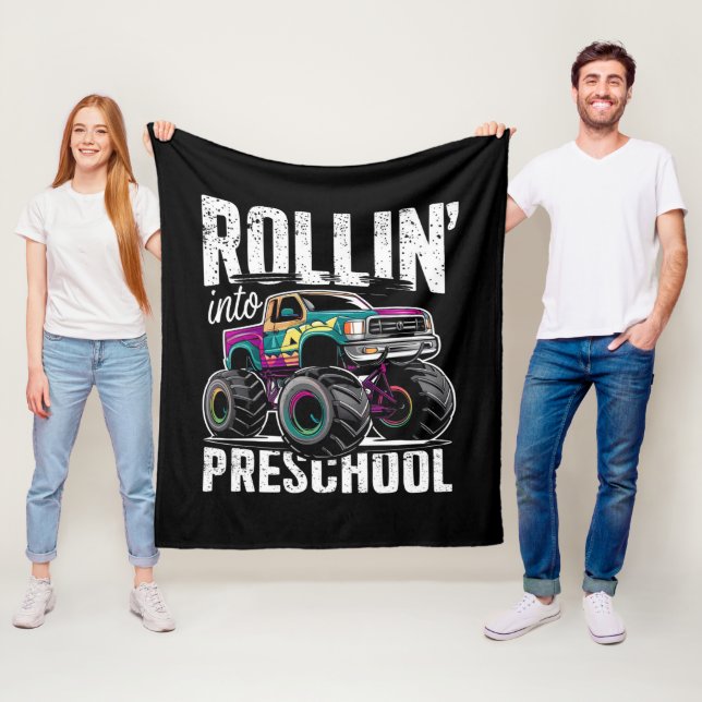 Tillbaka till Preschool Monster Lastbil till Schoo Fleecefilt (På plats)