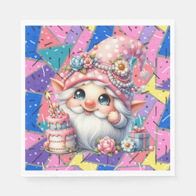 Tillbaka till Retro Birthday Napkins Pappersservett (Framsidan)