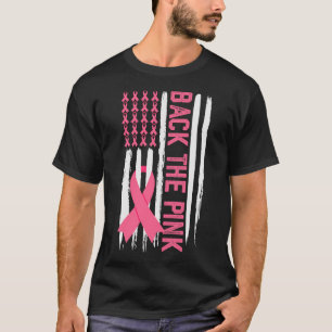 Tillbaka till Rosa Amerikanska Flagga Bröstcancer  T Shirt