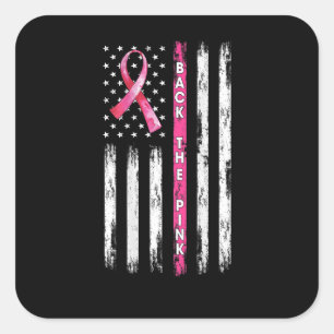 Tillbaka till Rosa Ribbon American Flagga Breast C Fyrkantigt Klistermärke