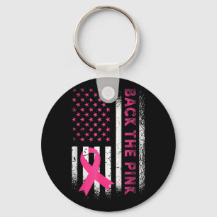Tillbaka till Rosa Ribbon American Flagga Breast C Nyckelring