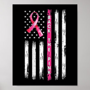 Tillbaka till Rosa Ribbon American Flagga Breast C Poster