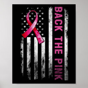 Tillbaka till Rosa Ribbon American Flagga Breast C Poster