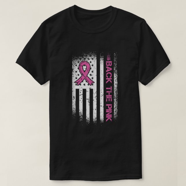 Tillbaka till Rosa Ribbon American Flagga Breast C T Shirt (Design framsida)