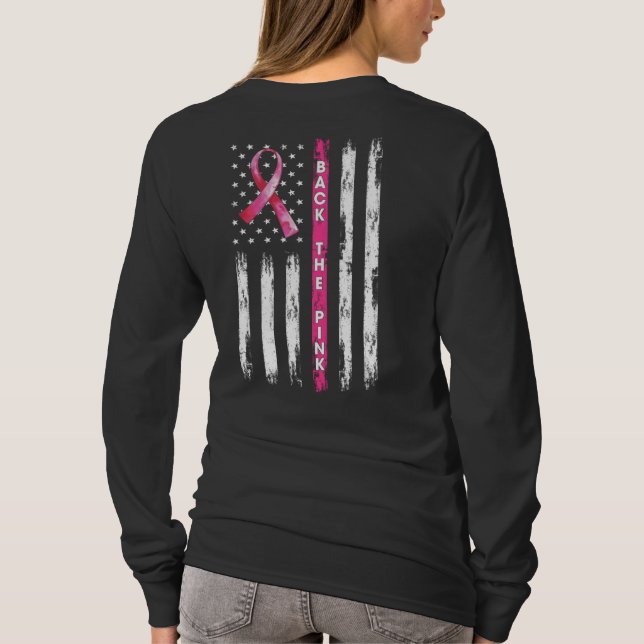 Tillbaka till Rosa Ribbon American Flagga Breast C T Shirt (Baksida)