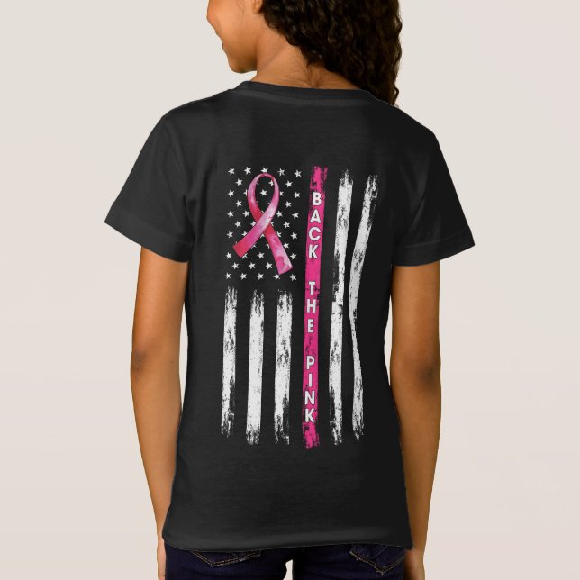 Tillbaka till Rosa Ribbon American Flagga Breast C T Shirt (Baksida)