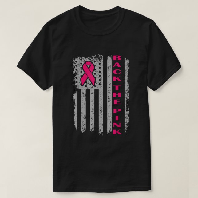 Tillbaka till Rosa Ribbon American Flagga Breast C T Shirt (Design framsida)