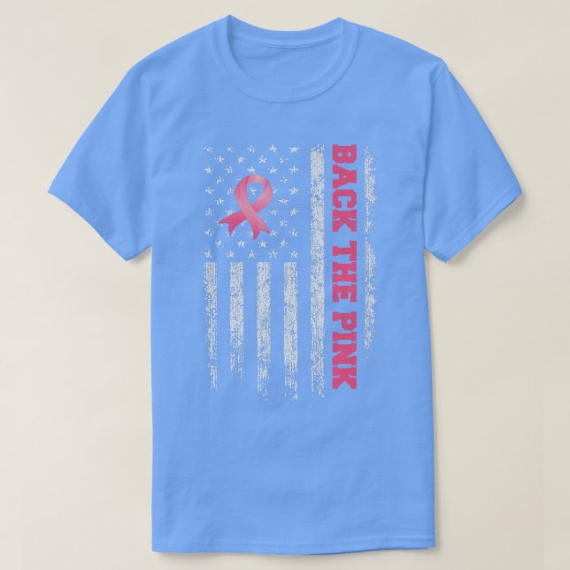 Tillbaka till Rosa Ribbon US Flagga Breast Cancer  T Shirt (Design framsida)