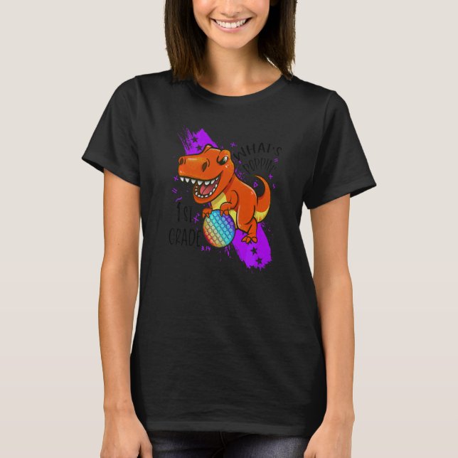 Tillbaka till skolan 1:a klass Dinosaur Rex Pop It T Shirt (Framsida)
