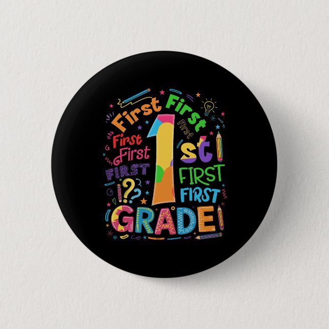 Tillbaka till skolan 1:a klass team typografi stud knapp (Framsida)