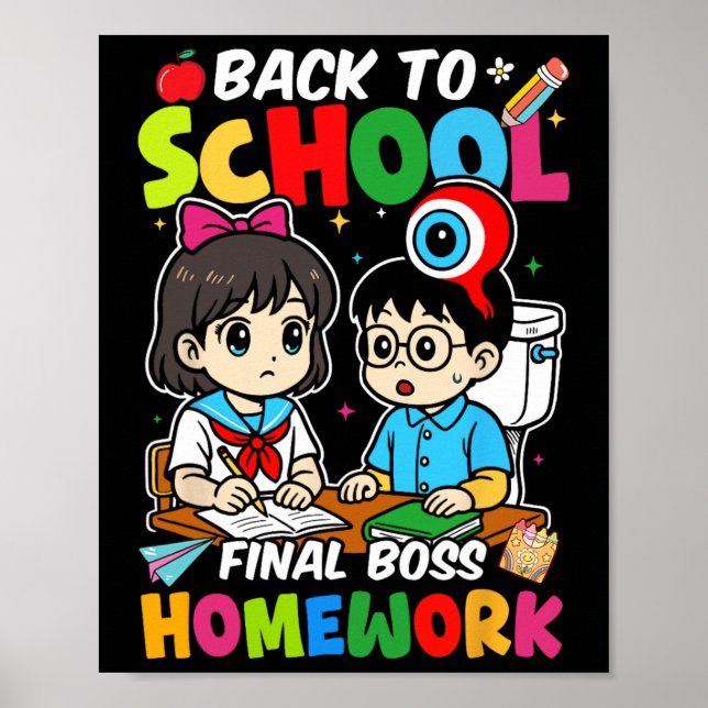 Tillbaka till skolan 2025 Slutboss läxor  Poster (Framsidan)