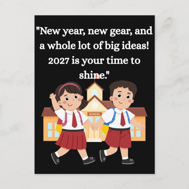 Tillbaka till skolan 2027 Barn Motiverande  Vykort (Framsida)