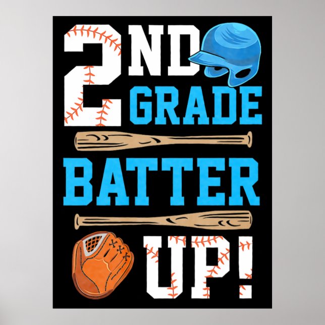 Tillbaka till skolan 2:a klass Batter Up Baseball Poster (Framsidan)