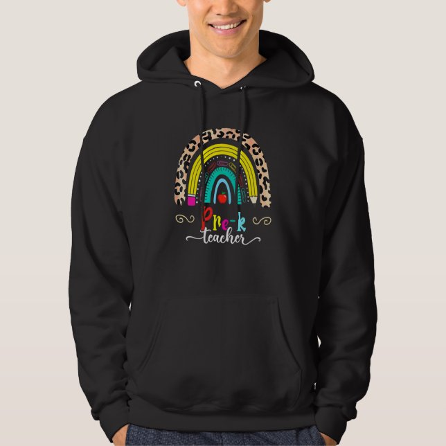 Tillbaka till skolan 3:e klass lärare leopard regn hoodie (Framsida)