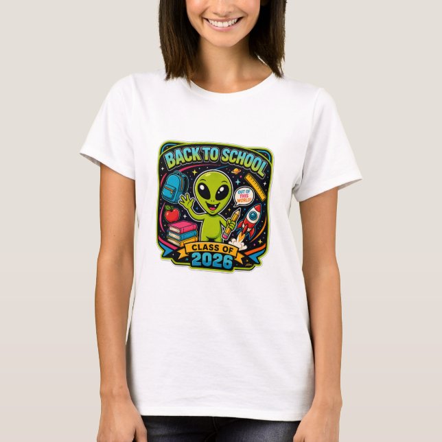 Tillbaka till skolan Alien T-Shirt (Framsida)