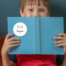 Tillbaka till skolan Anteckningsbok tema Initialer Runt Klistermärke