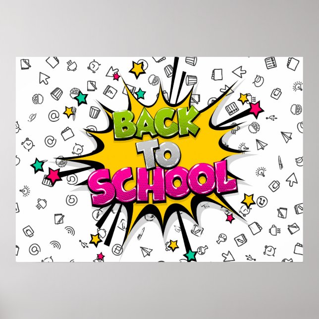 Tillbaka till skolan Comic Pop Art Poster (Framsidan)