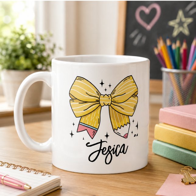 Tillbaka till skolan Coquette anpassat namn Kaffemugg (Back to School Coquette Custom Name Coffee Mug)
