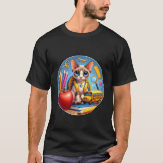 Tillbaka till skolan Devon Rex Katt Pojkar Flickor T Shirt