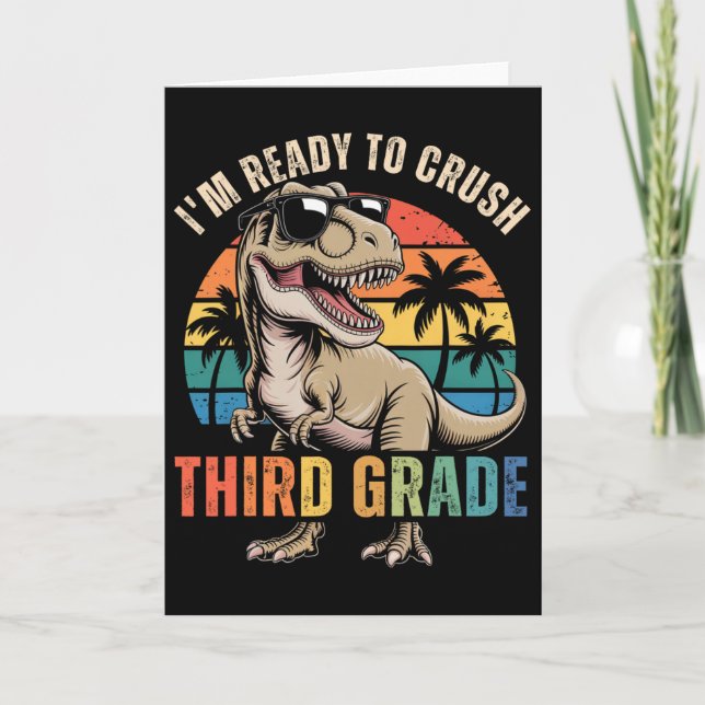 Tillbaka till skolan dinosaurie pojke jag är redo  kort (Framsida)