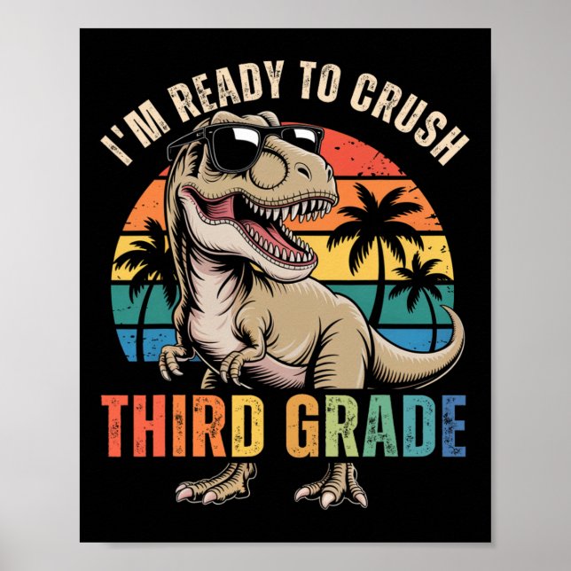 Tillbaka till skolan dinosaurie pojke jag är redo  poster (Framsidan)