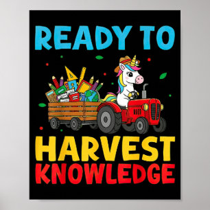 Tillbaka till skolan enhörning jordbruk traktor bo poster