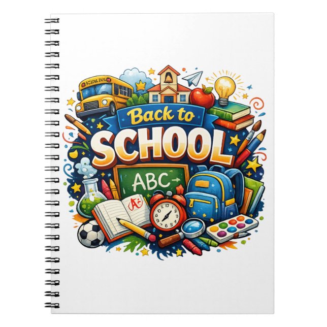 Tillbaka till skolan färgrik illustration anteckningsbok (Framsidan)
