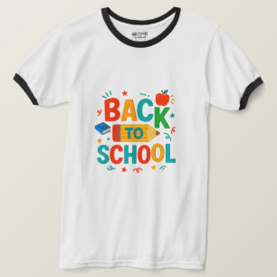 "Tillbaka till skolan" Färgrik penna & äpple-grafi T Shirt