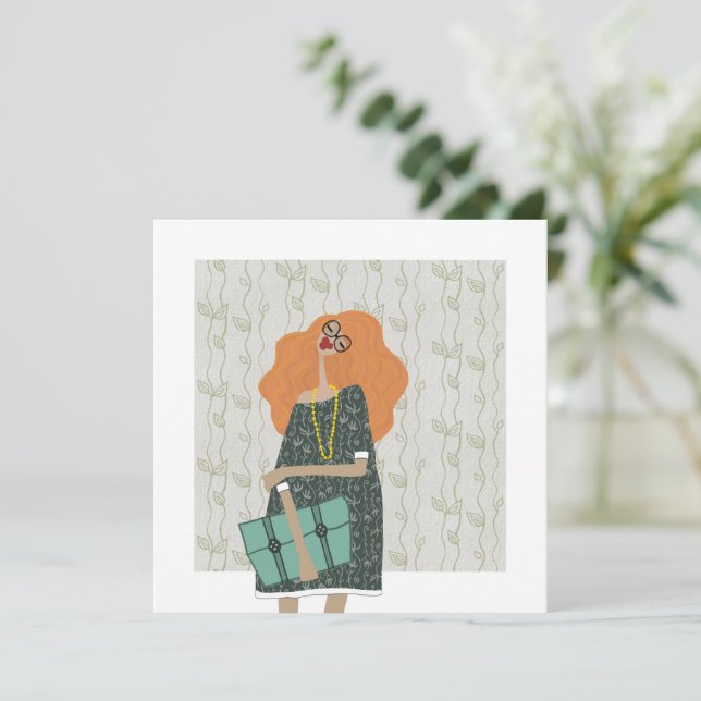 Tillbaka till skolan Fashionista Modeillustration Inbjudningar (Stående Fram)