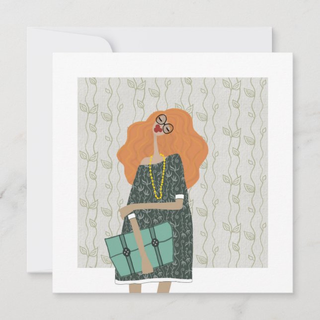 Tillbaka till skolan Fashionista Modeillustration Inbjudningar (Framsida)