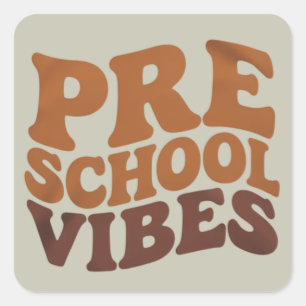 Tillbaka till skolan Första dagen för Pre-K Groovy Fyrkantigt Klistermärke