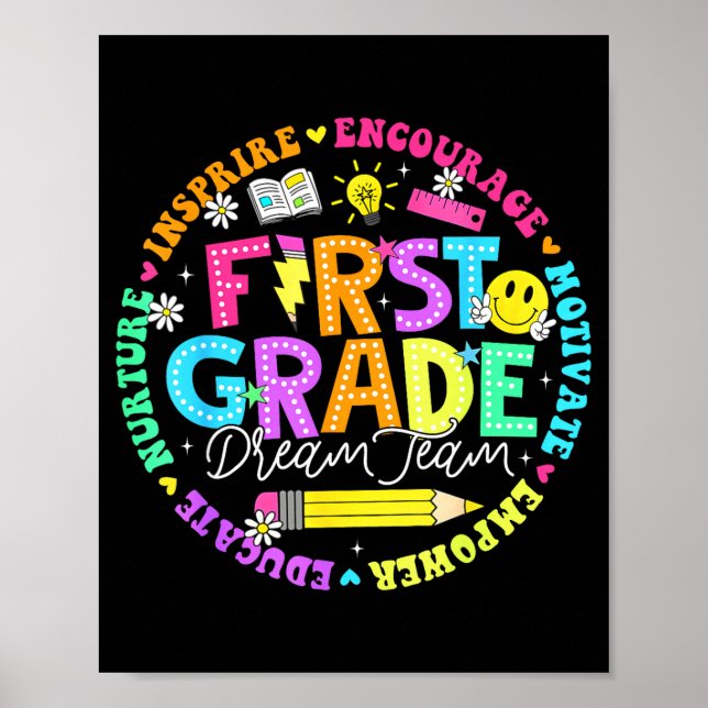Tillbaka till skolan första klass dröm laget lärar poster (Framsidan)