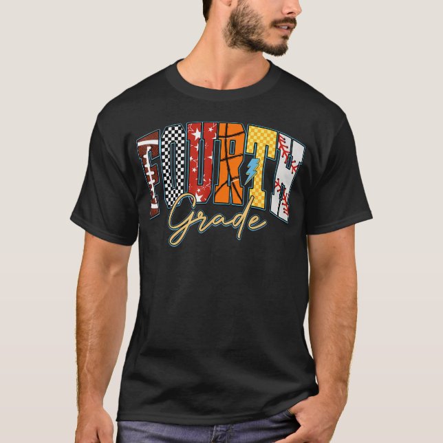 Tillbaka till skolan Fotboll Baseboll Basket T Shirt (Framsida)