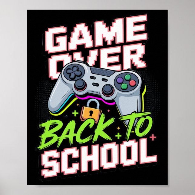 Tillbaka till skolan Gamer Controller Cool Rolig V Poster (Framsidan)