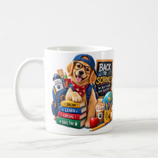 Tillbaka till skolan Golden Retriever Rolig Hund Kaffemugg