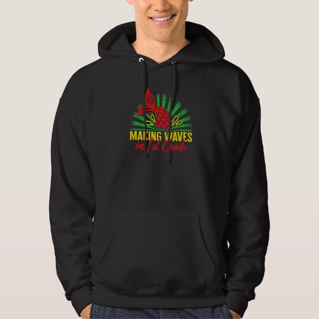 Tillbaka till skolan gör våg i 1:a klassens sjöjun hoodie (Framsida)