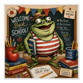 Tillbaka till skolan Groda PNG, Lärare Klassrumsde Perfect Poster