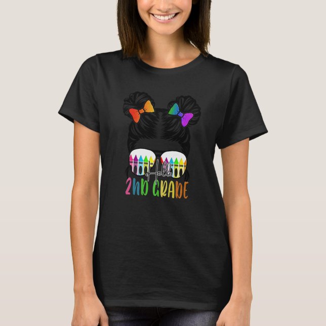 Tillbaka till skolan Hej 2:a klass Andra Tofsiga U T Shirt (Framsida)