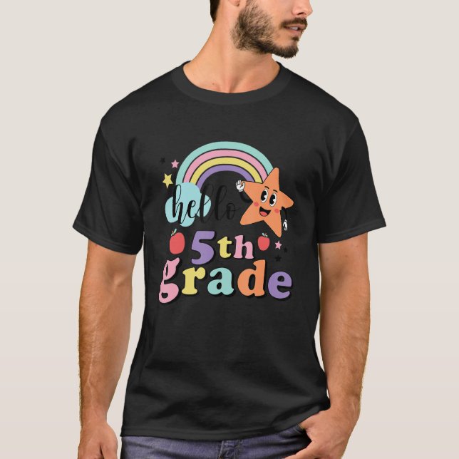 Tillbaka till skolan Hej femte 5:e klass lärare st T Shirt (Framsida)
