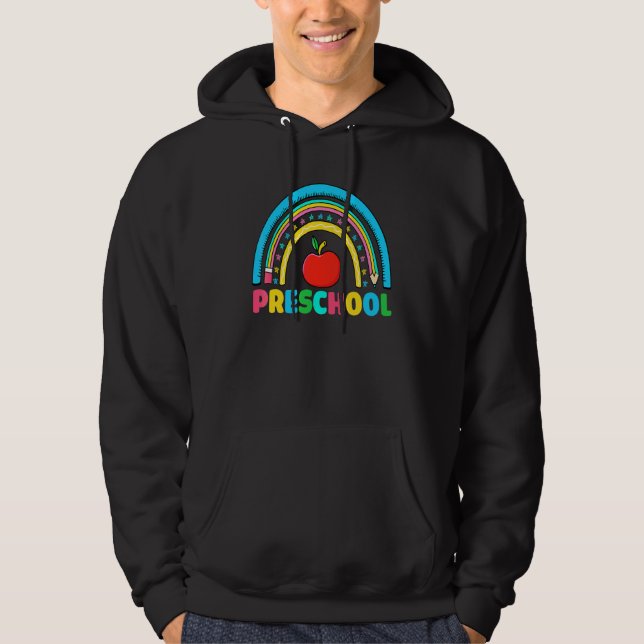 Tillbaka till skolan Hej förskola Boho regnbåge lä Hoodie (Framsida)