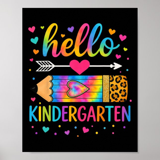 Tillbaka till skolan Hej förskola leopard tie-dye  Poster (Framsidan)