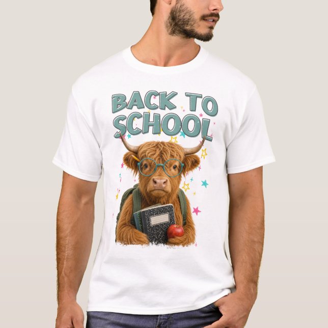 Tillbaka till skolan Highland Ko Student T-Shirt (Framsida)